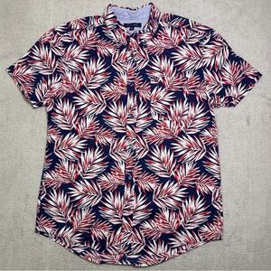 Tommy Hilfiger Shirt Men’s XL Hawaiian Nautical Print Button Up Short Sleeve